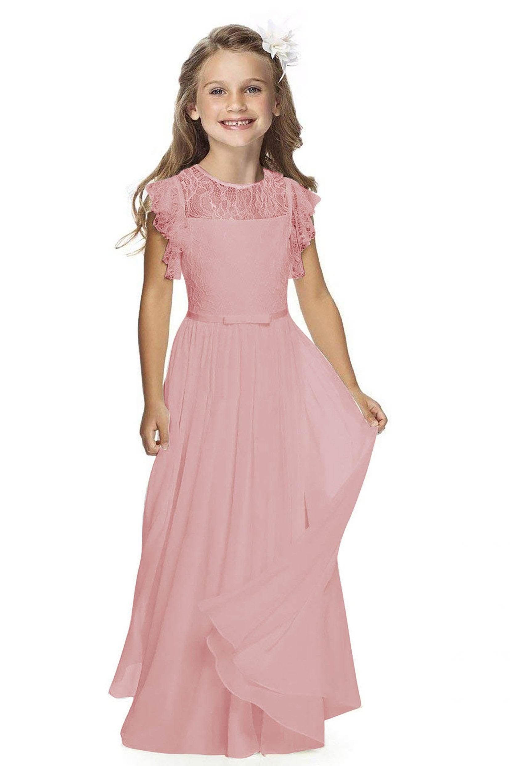A-Line Floor Length Tulle Lace Flower Girl Dress CF0323 - COCOMELODY